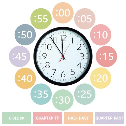 Boho Rainbow Clock Numbers Bulletin Board Kits, Telling Time Teaching Clock for Kids Labels, Learning to Tell Time Clock Cutouts for Elementary Math Classroom Must Haves (Pastel) - color: Pastel