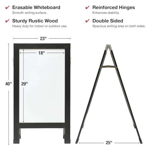 Excello Global Products 40" x 22" Indestructible A-Frame Whiteboard - Black - color: Black