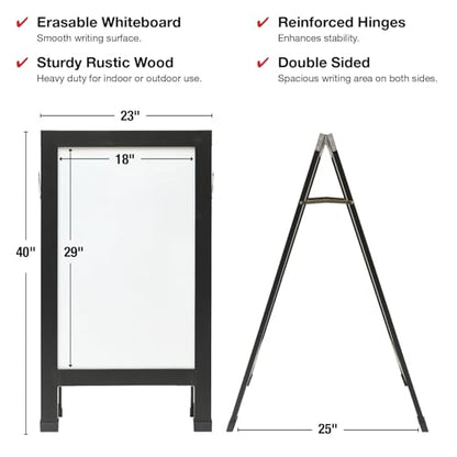 Excello Global Products 40" x 22" Indestructible A-Frame Whiteboard - Black - color: Black