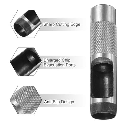 HARFINGTON 2pcs Leather Round Hole Punch, 19mm Hollow Hole Puncher Cutter Carbon Steel Circle Hole Punching Cutting Tool for Belt/DIY Leather Craft - size: 19mm