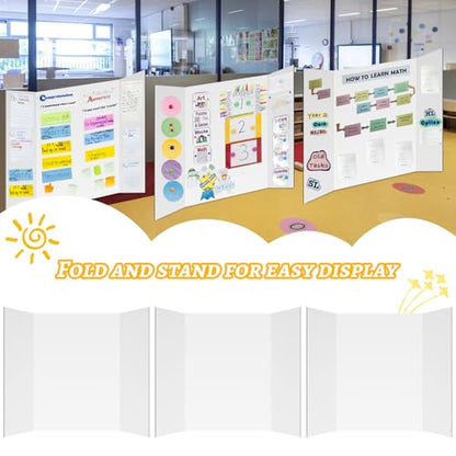 20 Pack Trifold Poster Board (26" x 17"), White Poster Board for Science Fairs, School Projects, Graduation Party, Event Displays, and Business Presentations - color: White