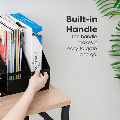 IRIS USA Magazine Holder, Compact File Storage Mini File Organizer for Desk and Home Office, Personal File Organizer for Papers and Magazines, Space-Saving Storage Set 6 Pack, Black - size: 6 - Pack, style: Magazine Holder