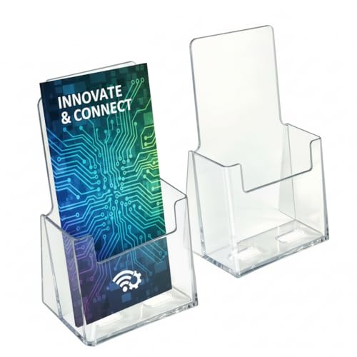 Azar 252012 Clear Acrylic Trifold Literature Brochure Holder For Counter | Perfect For Pamphlets | Brochures | Menus | Promotions | Literature | Made In USA (Pack of 10) - size: 10pk, style: No Business Card Pocket