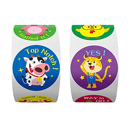600 Incentive Stickers Adorable Round Animal Encouraging Stickers Teacher Reward Motivational Sticker in 16 Designs with Perforated Line (Each Measures 1.5" in Diameter) - style: Cartoon Animal