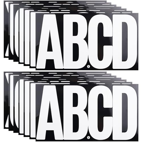 6 Inch Large White Letters Stickers, 76 Pieces Self Adhesive Alphabet Sticker for Mailbox,Door,Truck and Outdoor, Waterproof&Weatherproof Sticky Vinyl Letter Symbol Stickers,14 Sheets - color: White