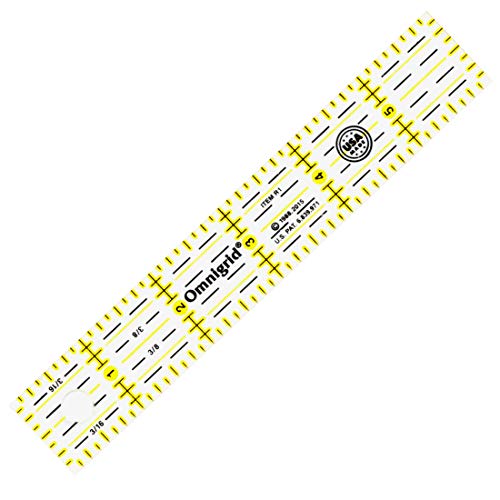 Omnigrid 1 x 6-Inch Ruler, Clear Quilting and Sewing Ruler - size: 1" x 6"