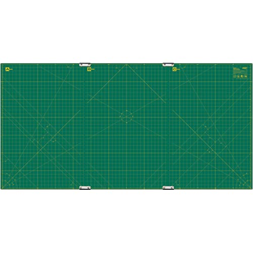 OLFA 35" x 70" Connecting Grid Rotary Cutting Mat Set (RM-CLIPS/3) - Self Healing Double Sided 35x70 Inch Cutting Mat with Grid for Fabric & Sewing, Designed for Use with Rotary Cutters (Green) - size: 24"L x 0.3"W