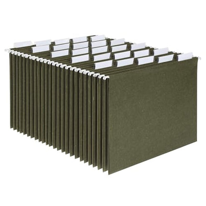 Pendaflex Recycled Hanging File Folders, 25 Pack, Green, Letter Size (8.5" x 11"), 5 Tab Positions, Includes Tabs and Inserts, Eco-Friendly Hanging Files for Office and Document Organization