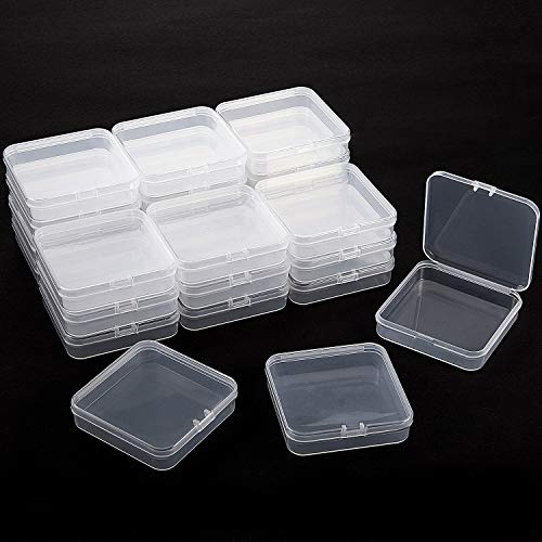 SATINIOR 24 Packs Small Clear Plastic Beads Storage Containers Box with Hinged Lid for Storage of Small Items, Crafts, Jewelry, Hardware (2.76 x 2.76 x 0.67 Inches) - size: 2.76 x 2.76 x 0.67 in