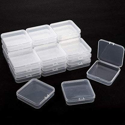 SATINIOR 24 Packs Small Clear Plastic Beads Storage Containers Box with Hinged Lid for Storage of Small Items, Crafts, Jewelry, Hardware (2.76 x 2.76 x 0.67 Inches) - size: 2.76 x 2.76 x 0.67 in