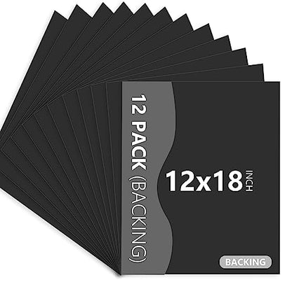 Somime 12 Pack Backing Boards Only - 12x18 Uncut Black Mats Matboards, Acid Free Backerboards, Ideal for Photos/Pictures/Prints/Frames/Arts - size: 12x18