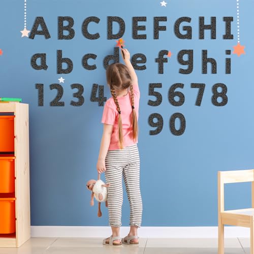 266 Pcs Letters Combo Pack Set Glitter Bulletin Board Letters Black Letters and Number Accents for Kids Bulletin Board Display Home School Classroom Decor - style: Black pattern