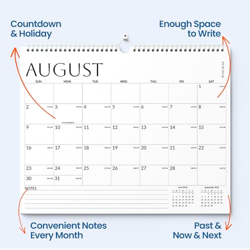 SUNEE 2026-2027 Calendar - 18 Months Wall Calendar Jul. 2026 - Dec. 2027, 14.5"x11.5" Big Grid Hanging Calendar with Note for Organizing & Planning, White - color: White