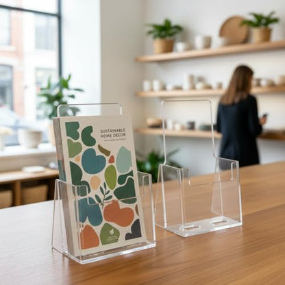 Azar 252012 Clear Acrylic Trifold Literature Brochure Holder For Counter | Perfect For Pamphlets | Brochures | Menus | Promotions | Literature | Made In USA (Pack of 10) - size: 10pk, style: No Business Card Pocket