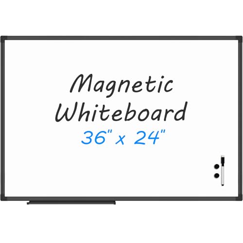 Lockways 36" x 24" Magnetic Whiteboard,Black Aluminum Frame Dry Erase Board for Wall Mount, Office, Classroom, Home, School - size: 36"W x 24"H