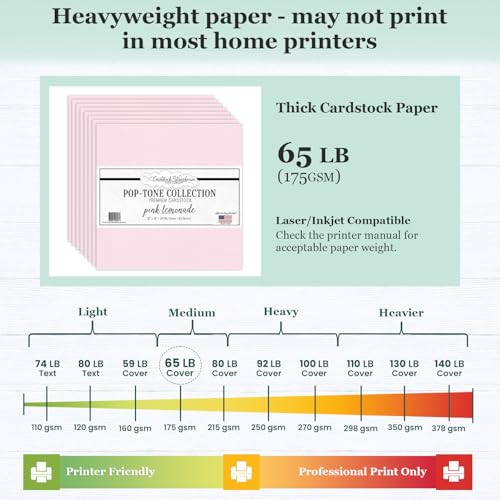 Cardstock Warehouse Pop-Tone Pink Lemonade Cardstock Paper – 25 Sheets, 12 x 12" - 65 lb / 175 GSM Premium Pink Lemonade Card Stock for Die-cutting, Crafts, Scrapbooking, Card Making and DIY Projects - color: Pink Lemonade
