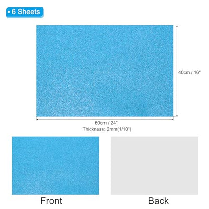 PATIKIL 2mm(1/10") Thick Adhesive Glitter Foam Sheet 16x24inch(40x60cm) Light Blue, EVA Shiny Foam Board for Craft, 6 Pcs - color: Light Blue