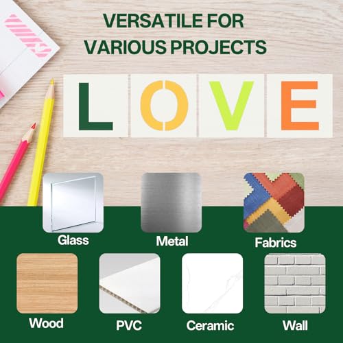 WISYOK 1 Inch 72 Pcs Letter Stencils and Numbers, Reusable Plastic Alphabet Art Craft Templates for Wood, Wall, Fabric, Rock, Signage,Cake,DIY - size: 1 Inch-72Pcs