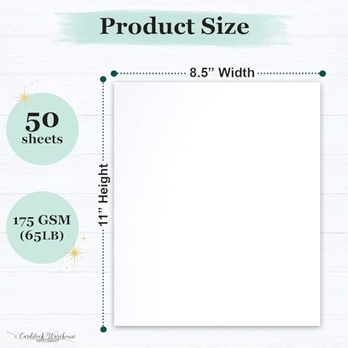 Cardstock Warehouse Pop-Tone Sweet Tooth White Cardstock Paper – 50 Sheets, 8.5 x 11" - 65 lb / 175 GSM Premium White Card Stock for Die-cutting, Crafts, Printing, Card Making and DIY Projects - color: Sweet Tooth White