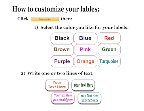 120 Small Personalized Waterproof Name Labels. Press and Stick Multi use Custom Mini Name Labels. Customized 2 Lines of Text and Color. Tiny Name Stickers with Permanent Self Adhesive. - color: 120 Small Labels - White Background