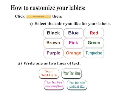 120 Small Personalized Waterproof Name Labels. Press and Stick Multi use Custom Mini Name Labels. Customized 2 Lines of Text and Color. Tiny Name Stickers with Permanent Self Adhesive. - color: 120 Small Labels - White Background