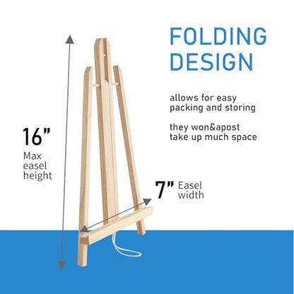 Falling in Art 16 Inch Wood Easel Stand, Tabletop Display Stand A-Frame Artist Easel for Painting Canvas, Portable Photo, Picture and Sign Holder (8 Pack) - style: 8 Pack
