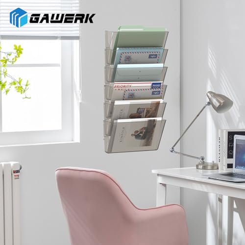 Gawerk Clear Acrylic Single Pocket, Plastic Hanging Wall Mount File Holder for Office Home (Gray, 1 Pack) - color: Gray, size: 1 Pack