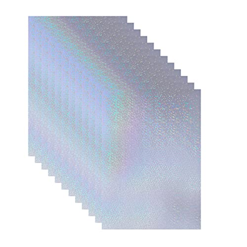 Bleidruck 25 Sheets Sparkle Holographic Clear Vinyl Cold Laminated Film Holographic Overlay 8.25x11.7 Inches Adhesive Vinyl for Stickers - style: Sparkle