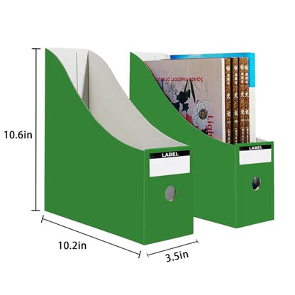 Limitliho 6 Pack Cardboard Magazine Holder for Desk, Book Bins for Classroom Library,Office,Home, 10.6" H x 10.2" L x 3.5" W in Magazine File Holder (Green) - color: Green