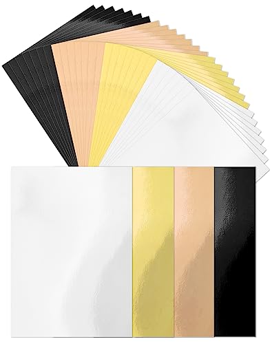 32 Pack Metallic Paper Sheets A4 Thick Cardstock Foil 250 GSM Mirror Shimmering Paper Reflective Sheet for Cardmaking Scrapbook Poster Cardboard Party Decor DIY Craft (8.5" x 11", 4 Colors) - color: Metallic Style