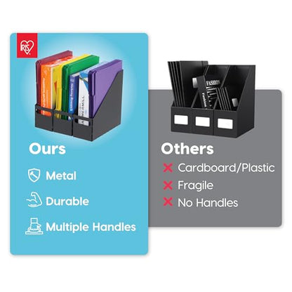 IRIS USA Magazine Holder, Compact File Storage Mini File Organizer for Desk and Home Office, Personal File Organizer for Papers and Magazines, Space-Saving Storage Set 6 Pack, Black - size: 6 - Pack, style: Magazine Holder