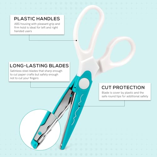 6Pcs/Set Craft Scissors Decorative Paper Edge Scissors With Storage Box Set, 5 Kinds Zig Zag Edges Scissors Great for DIY Projects Paper Card,Photo, Scrapbook,Office School Home Manual (Green)