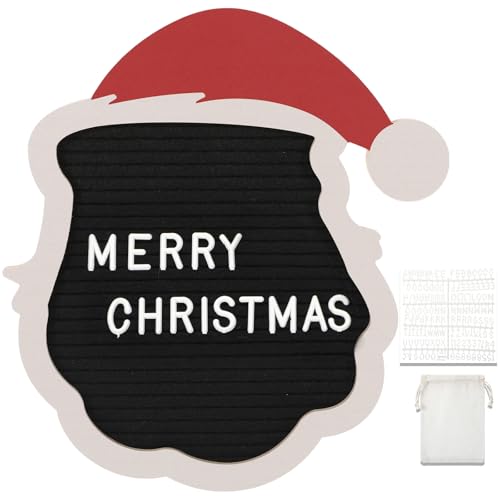 Christmas Santa Felt Letter Board 10.3 x 9.5 Changeable Message Board with 290 Pcs Letters Numbers Christmas Sign Decor Wooden Photo Prop Centerpiece for Home Xmas Party Supplies - style: Santa