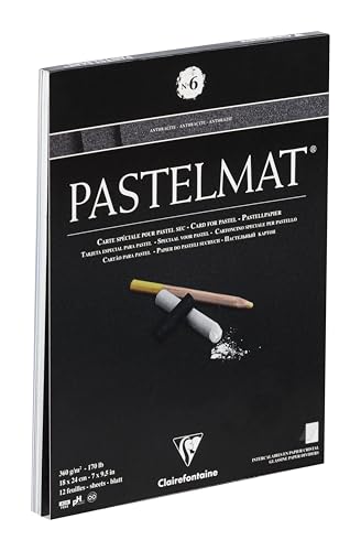 Clairefontaine - Ref 96003C - Pastelmat Pastel Card Pad No.6 (12 Sheets) - 360gsm Card - 18 x 24cm - Anthracite - Specially Formulated for Use with Pastels - size: 18 x 24 cm, style: Card Pad No 6
