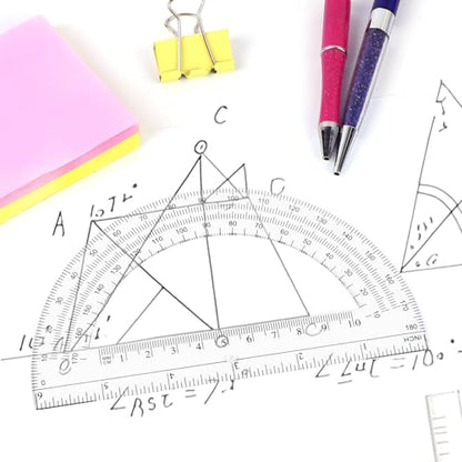 Unjoo Plastic Protractor Math Protractors 180 Degrees for Geometry Classroom Student School Office Supplies, 6 Inch, Pack of 2 (Green) - color: Green