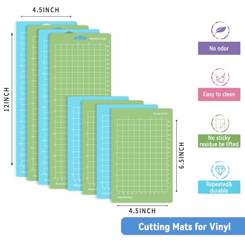 IModeur 8 Pack Cutting Mats - (4.5x6.5In, 4.5x12In) Green & Blue Cutting Mats for Cutting machine Accessories (4 Small & 4 Big Mats) - size: 8 Pack/4.5x6.5In,4.5x12In/Green Blue