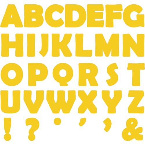 Qyeahkj 150 PCS Large 6" Font Bulletin Board Letters Pure Yellow Punctuation Cutouts Combo Set Letters Border Decoration for Classroom Alphabet Poster Wall Bulletin Board Display Home School Decor - style: Pure yellow