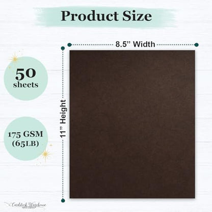 Cardstock Warehouse Pop-Tone Hot Fudge Brown Cardstock Paper – 50 Sheets, 8.5 x 11" - 65 lb / 175 GSM Premium Brown Card Stock for Die-cutting, Crafts, Printing, Card Making and DIY Projects - color: Hot Fudge Brown