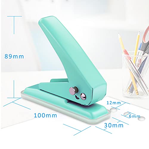 Single Hole Puncher, 1/4" Hole, 20 Sheet Capacity, Green, 1 Pack | Metal Paper Punch with Skid-Resistant Base, for Paper, Chipboard, Art Project - color: Green