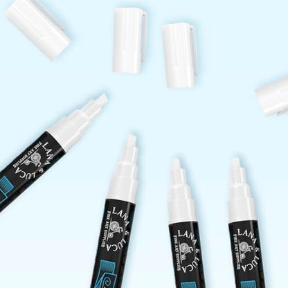 LANA & LUCA Liquid Chalk Marker Pen - White Dry Erase Marker - Chalkboard Markers for Signs, Windows, Blackboard, Glass - Reversible Tip (6mm, 20 Pack) - size: 10 Count (Pack of 2)