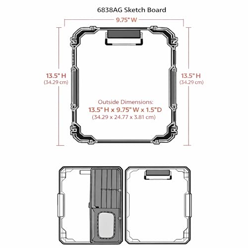 ArtBin 6838AG Sketch Board, Portable Drawing Surface with Internal Art & Craft Storage, Grey