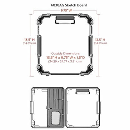 ArtBin 6838AG Sketch Board, Portable Drawing Surface with Internal Art & Craft Storage, Grey