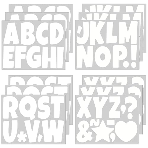 117 Pcs Bulletin Board Letters Large Letter Stickers 4 Inch Self Adhesive Vinyl Waterproof Alphabet Stickers for Poster Board Letters Mailbox Classroom School Home Decor (12, White) - color: White