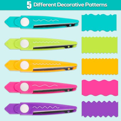 6Pcs/Set Craft Scissors Decorative Paper Edge Scissors With Storage Box Set, 5 Kinds Zig Zag Edges Scissors Great for DIY Projects Paper Card,Photo, Scrapbook,Office School Home Manual (Green)
