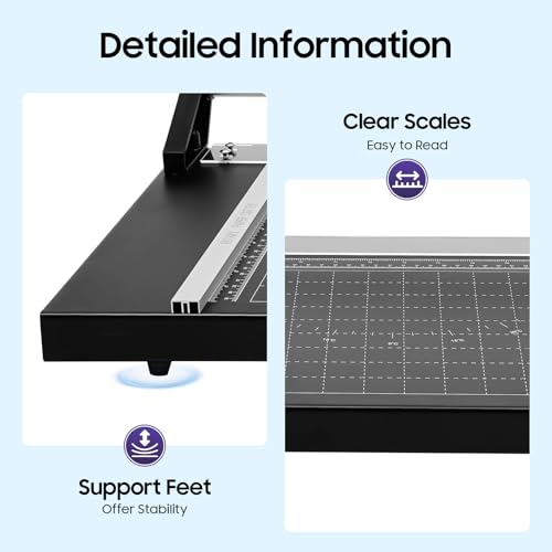 24 Inch Rotary Paper Cutter Photo Paper Cutter with Positioning Ruler & 2 Blades Cut Paper Cutter for Photo Sticker Shops, Offices