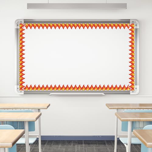 Whaline 65.6Ft Fire Bulletin Board Border Glitter Red Fire Die Cut Trim Border Roll for Back to School Chalkboard Wall Decor - style: Fire