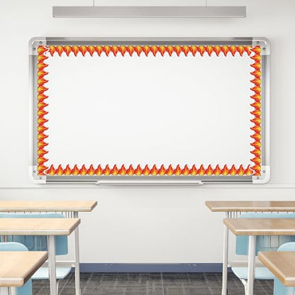 Whaline 65.6Ft Fire Bulletin Board Border Glitter Red Fire Die Cut Trim Border Roll for Back to School Chalkboard Wall Decor - style: Fire