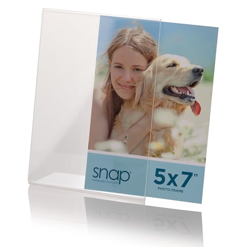 Snap 5x7 Clear Picture Frame 12 Pack: Frameless L-Shape Desktop Stand, Photo Frame and Sign Holder, Clear Acrylic Style Tabletop Display, 5 x 7 - size: 7" x 5"