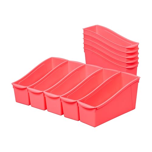 ECR4Kids Linking Plastic Storage Book Bin, Multipurpose Organization, Neon Orange, 10-Piece - color: Neon Pink