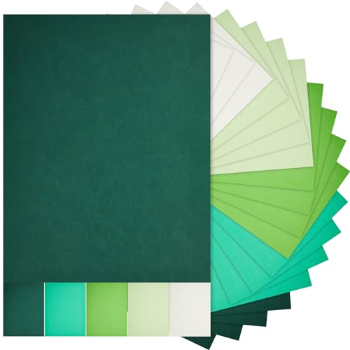 Sinmoe 100 Sheets 5 Shades Cardstock Paper 8.5 x 11 Inches 180gsm Solid Core Printer Paper for Scrapbooking DIY Arts Crafts Making Office Home Supplies (Green Series) - color: Green Series